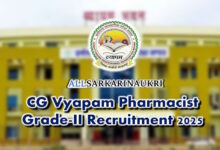 CG Vyapam Pharmacist Grade-II Recruitment - Chhattisgarh - Raipur