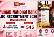Punjab National Bank (PNB) Recruitment - 545 Local Bank Officer (LBO) Post - Apply Here